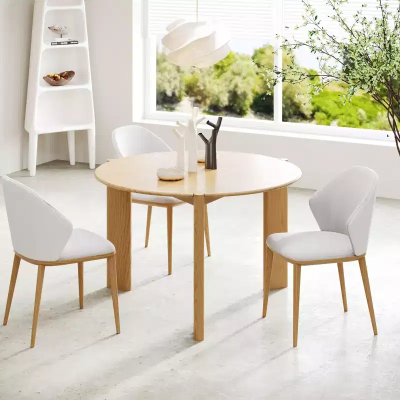 42 x 42 Solid Wood Round Dining Table for 4 Modern Farmhouse Kitchen Table Small Circle for Kitchen Living Room Natural