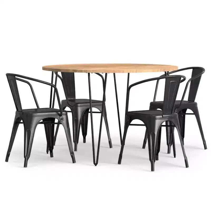 WyndenHall 5pc Elisse Moreno Dining Set Distressed Black and Silver