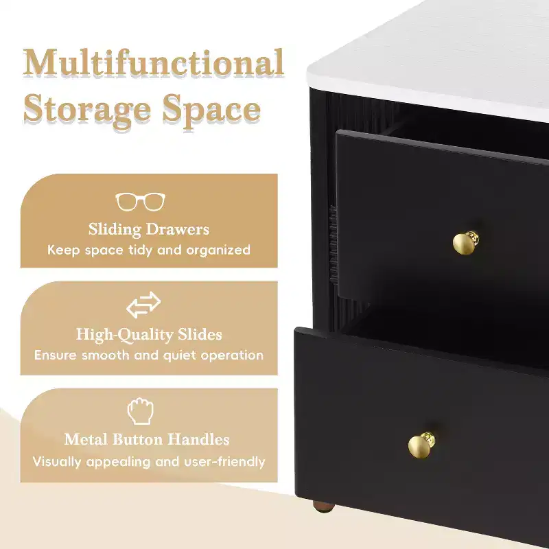 Christopher Knight Home Eilidh Modern Wood and Metal Nightstand with 2 Drawers