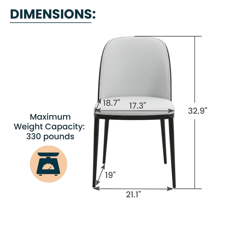 Dining Chair with Upholstered Seat Side Chair with MDF Wood Frame in Steel Set of 4
