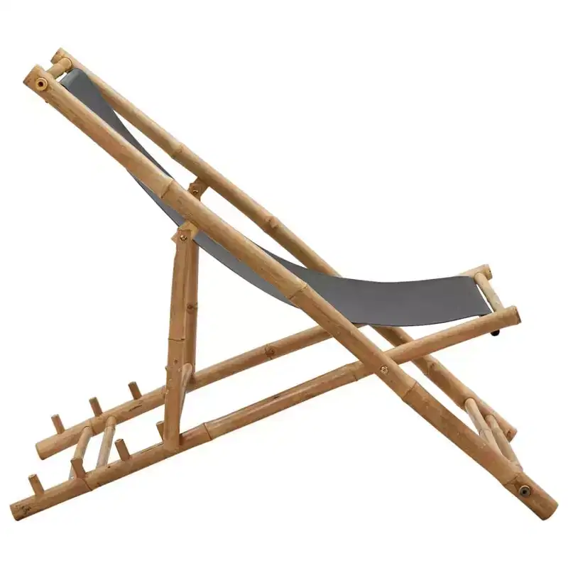 vidaXL Sun Lounger Bamboo Medium Collapsible Folding Sun Lounger