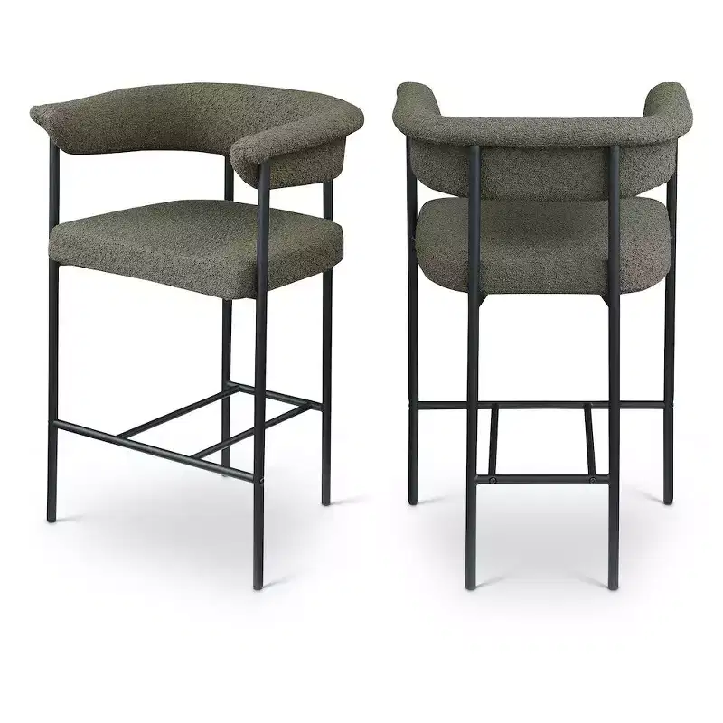 Meridian Furniture,Malin Boucle Fabric Counter Stool, Set of 2