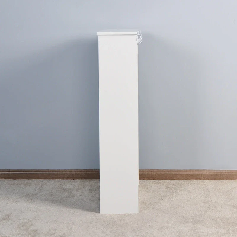 White Flip-Door Shoe Cabinet, 3-Tier, 1-Person