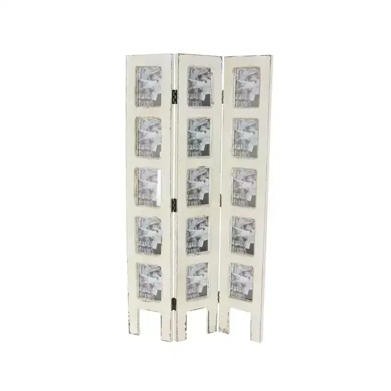 Farmhouse Chinquapin Wood Rectangle Room Divider Screen White - Olivia & May