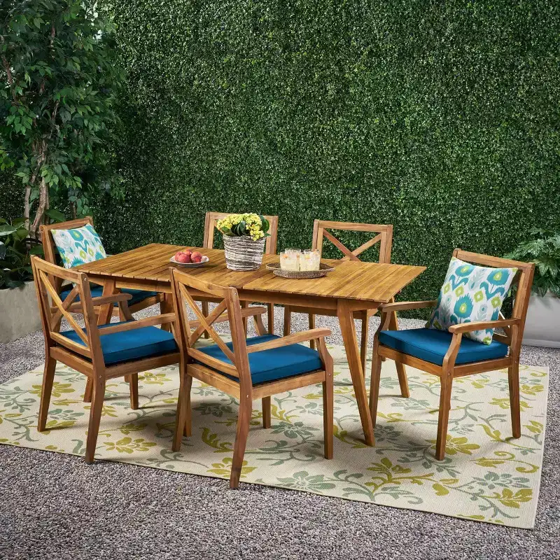 Mesa 7pc Acacia Wood Patio Dining Set - Christopher Knight Home