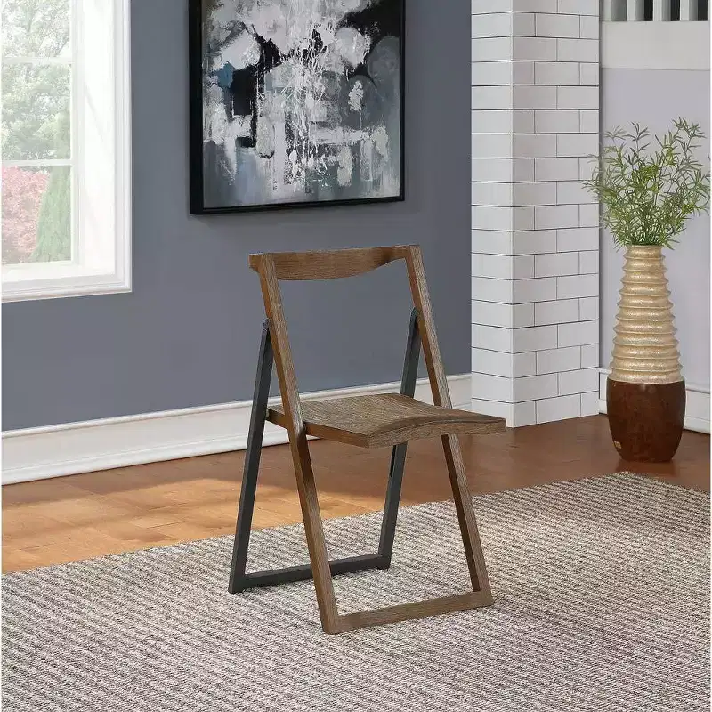 2-Pack Scandinavian Folding Chair in Wire Brush Chestnut