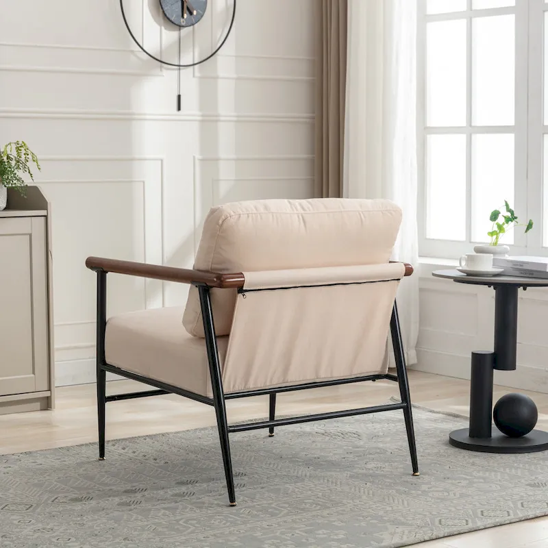 Foldable Saucer Chair with Faux Fur Cushion