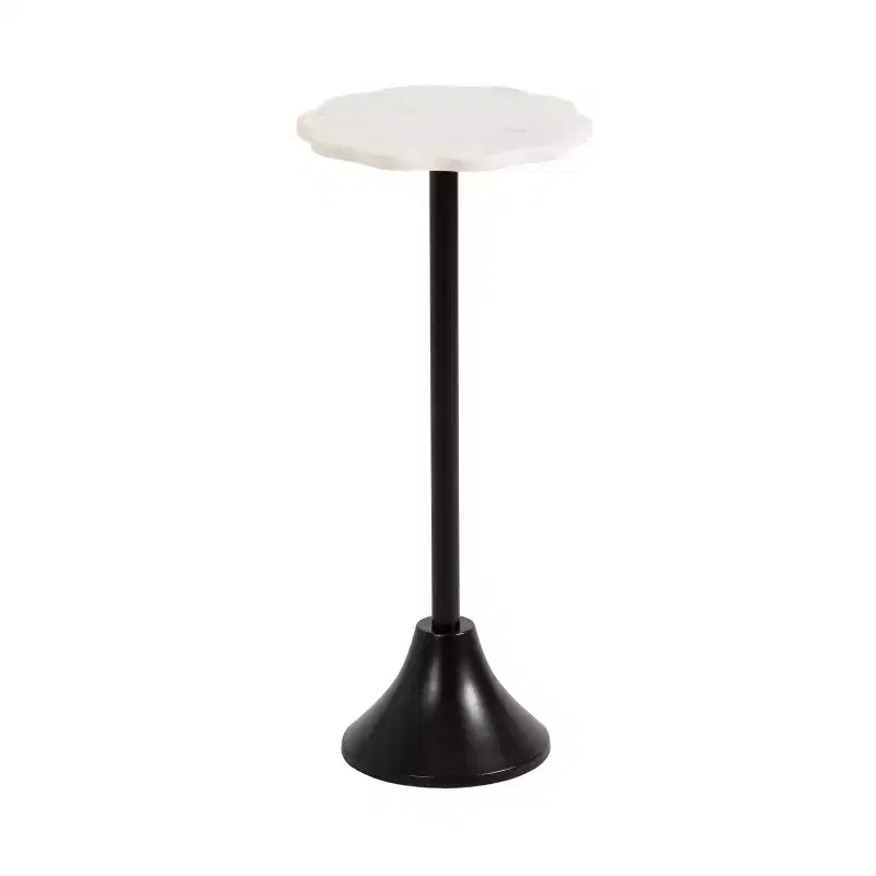 Scalloped Marble and Metal Drink Table