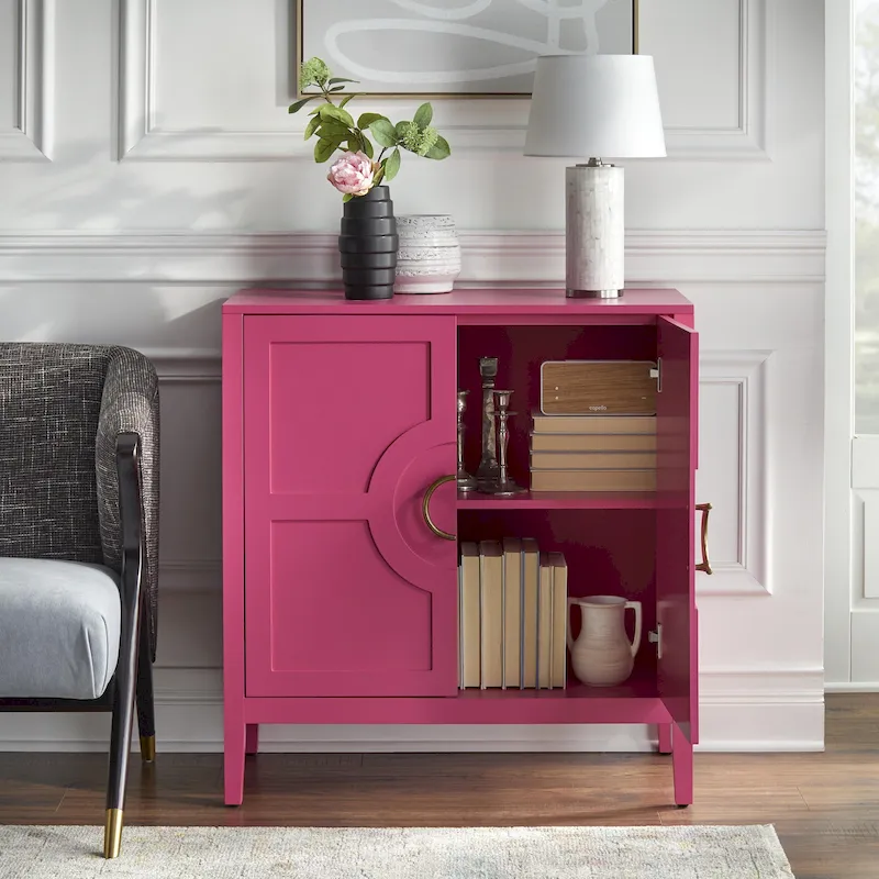 Console Cabinet with Adjustable Shelf and Metal Handles