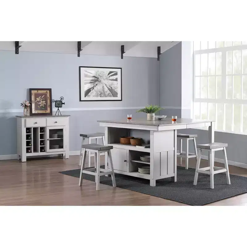 Kings Brand Furniture Gwinn Counter Height Swivel Stool, Set of 2, White/Wash Gray