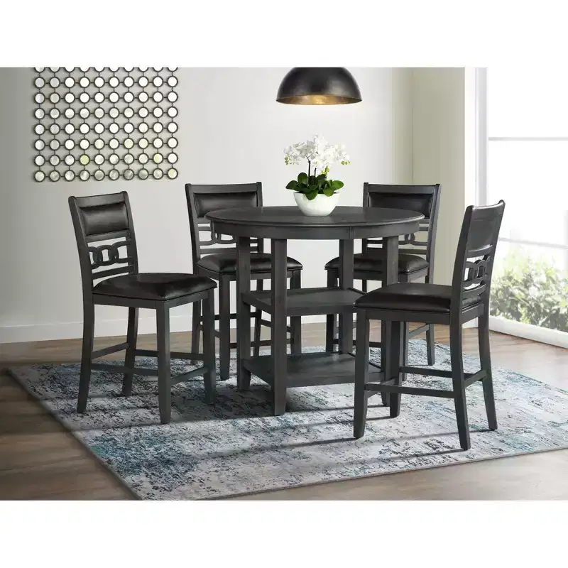 Set of 2 Taylor Faux Leather Counter Height Barstools Gray - Picket House Furnishings: Polyester Upholstery, MDF Frame, 300 lbs Capacity