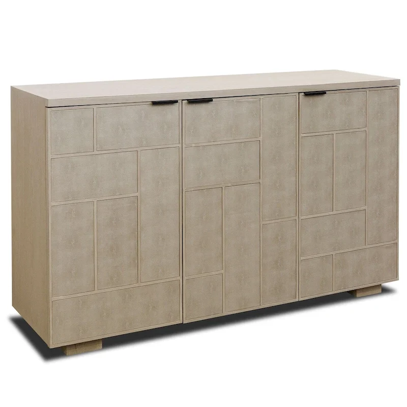 Luxury Credenza with 3 Shagreen Finished Doors – Mid-Century Modern Living Room Cabinet