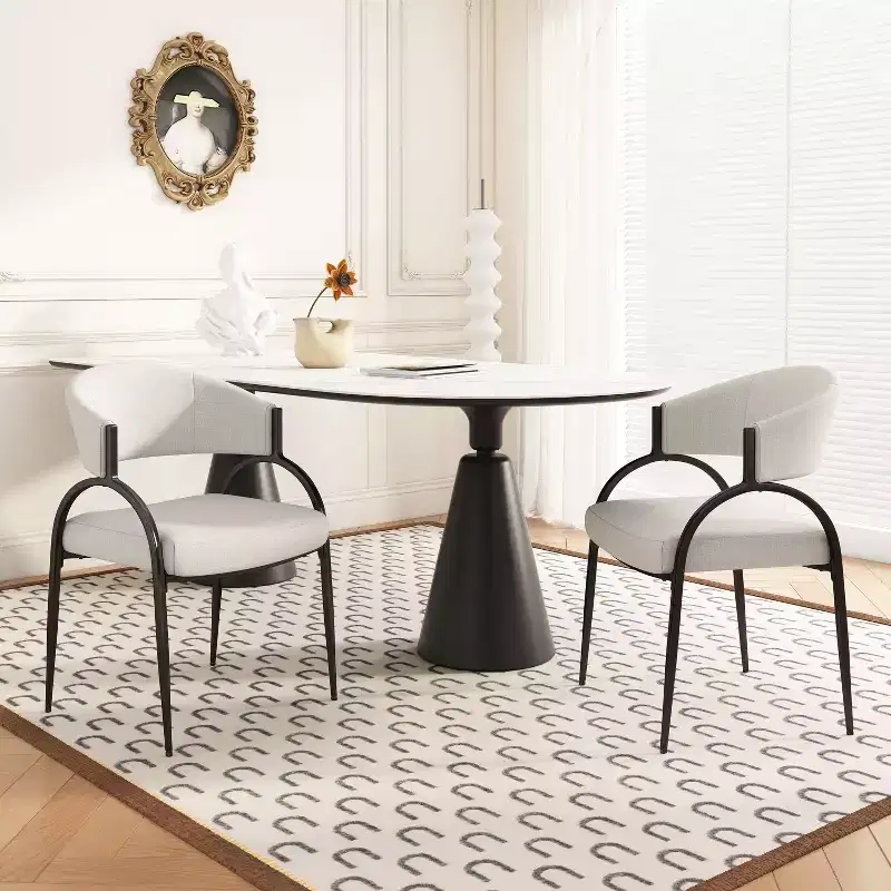 Christopher Knight Home Hayden Upholstered Armrest Dining Chairs with Metal Legs (Set of 2)