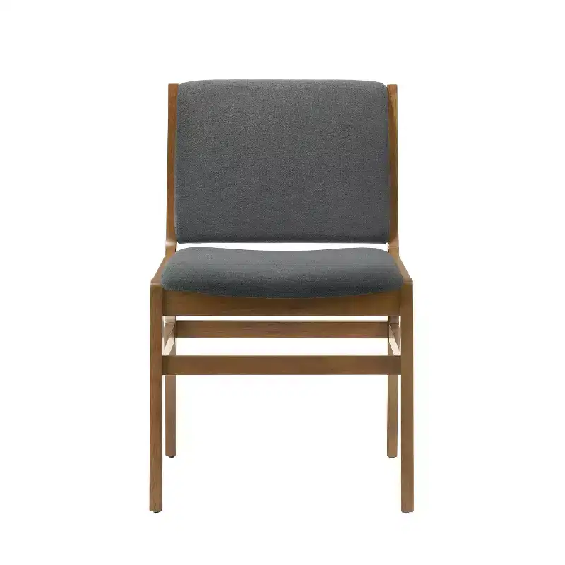 Okak Set of 2 Modern Dining Chairs, Fabric Dining Room Chairs, Upholstered Kitchen Side Chairs with Curved Backrest & Metal Frame