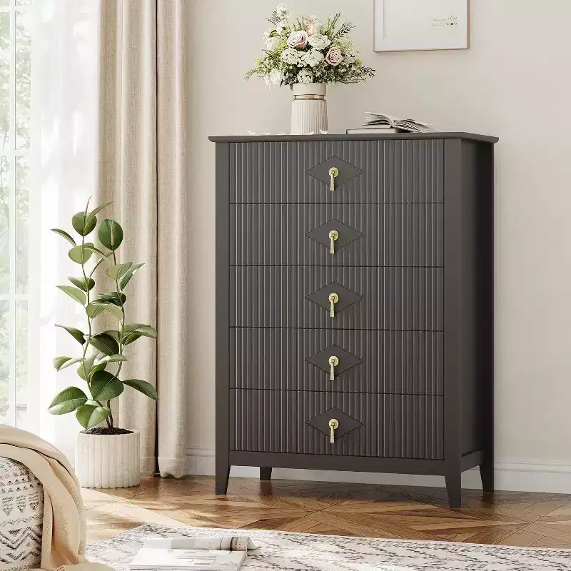 54 Fluted 6-Drawer Dresser - Modern Wood Storage Cabinet for Bedroom & Living Room