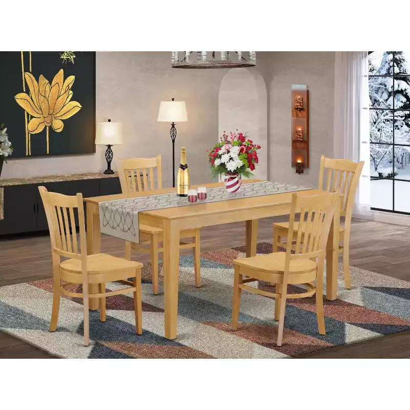HomeStock Belmont Dining Room Set, Oak