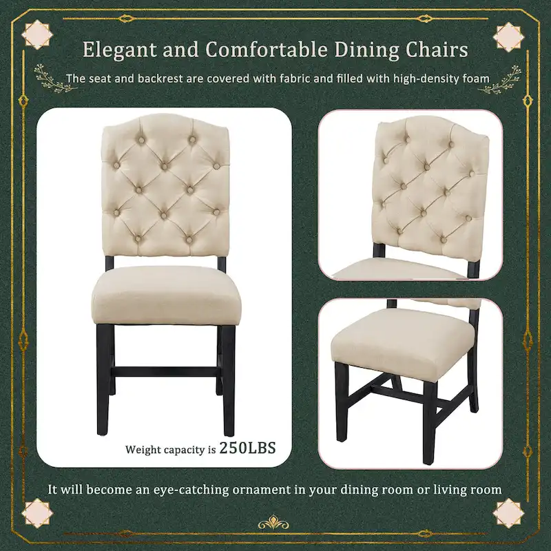 Functional Dining Table Set with Extendable Table and 4 Upholstered Chairs