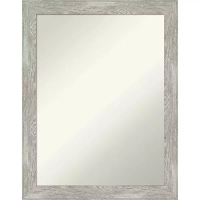 Gray Wash Narrow Framed Rectangle Wall Mirror, Single
