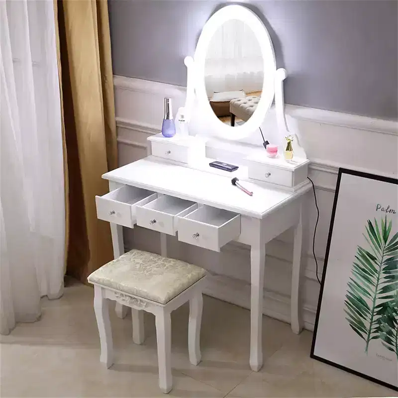 MDF 5-Drawer Vanity Dressing Table with LED Mirror 31.5