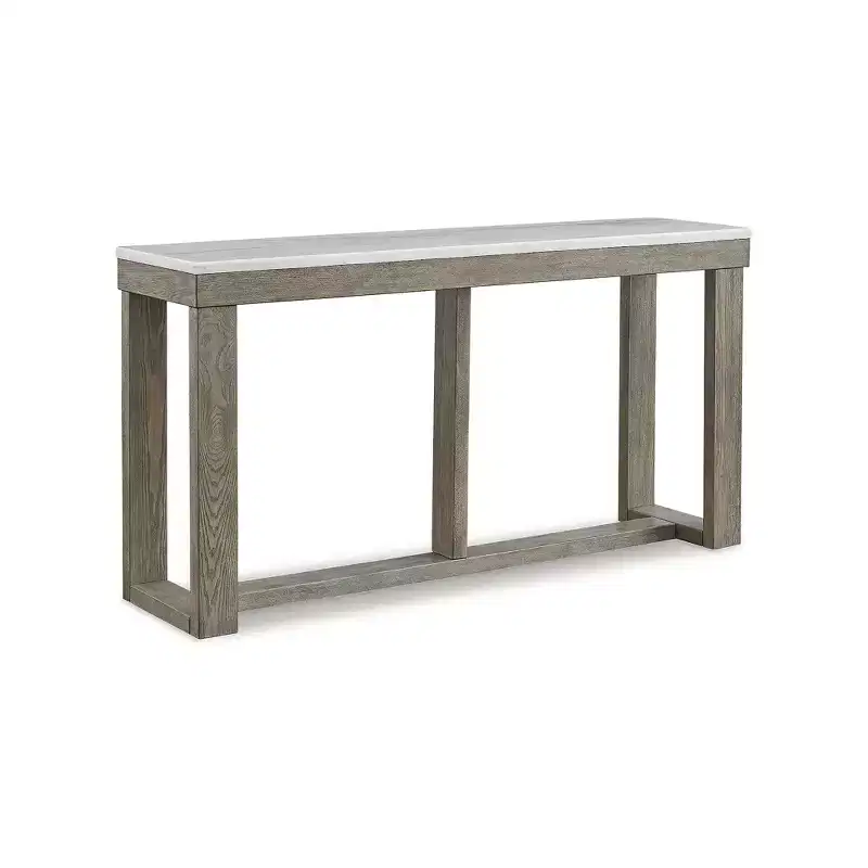 Signature Design by Ashley Loyaska Casual Sofa Table with Marble Top, Brown & White