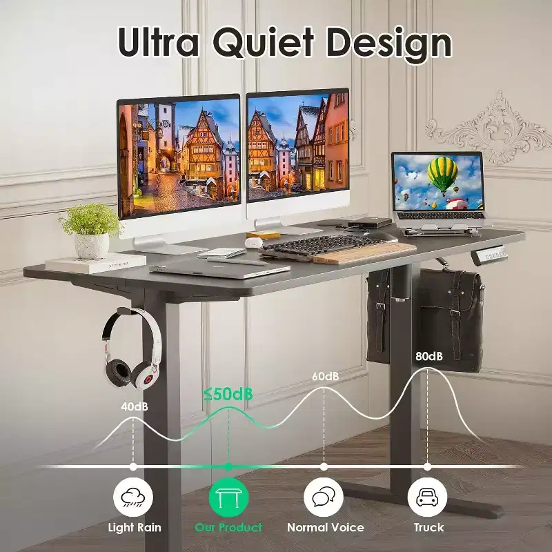 PexFix 48 x 24 Electric Standing Desk Walnut Desktop Height Adjustable Computer Desk Stand up Home Office Desk with Splice Board