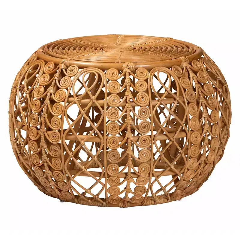 bali & pari Tiramisu Modern Bohemian Natural Brown Rattan Coffee Table