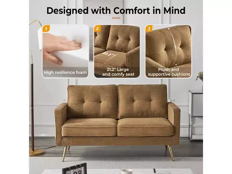 Karl Home |53.5 inch Square Arms Loveseat Sofa