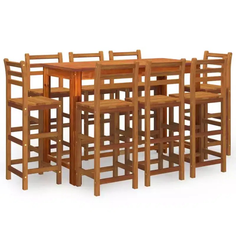 vidaXL Garden Bar Set Natural Wood Solid acacia wood with oil finish Large