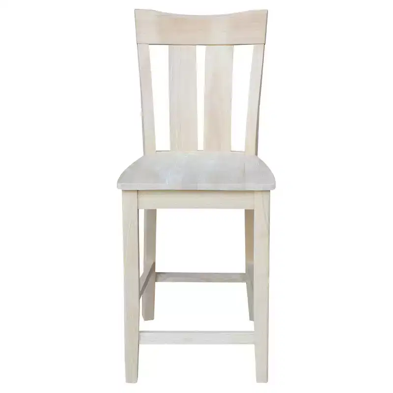 24" Ava Counter Height Barstool Unfinished -: Solid Wood, Square Seat