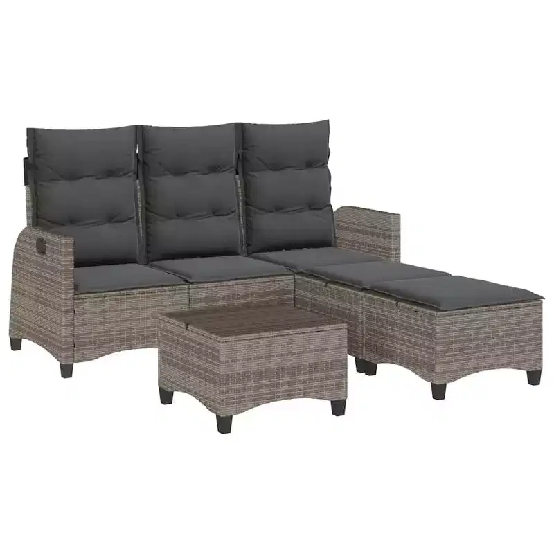 vidaXL 3 Piece Patio Sofa Set with Cushions L-shaped Couch Set Poly Rattan