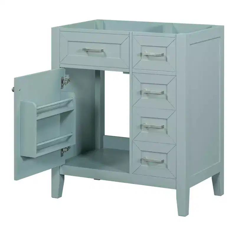 Bathroom Vanity without Sink, Cabinet Base with MDF Drawers — Green