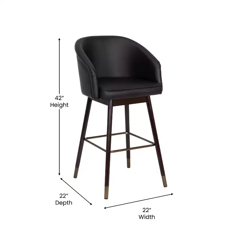 Emma and Oliver Upholstered Bar Height Dining Stool with Wood Frame - Set of 2