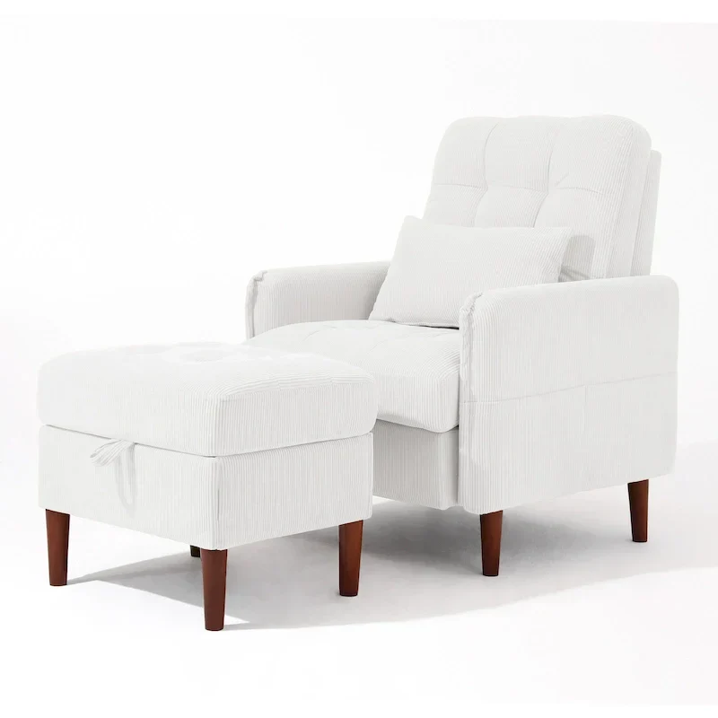 UIXE Modern Lounge Chair Accent Chair and Stroage Ottoman With Adjustable Backrest