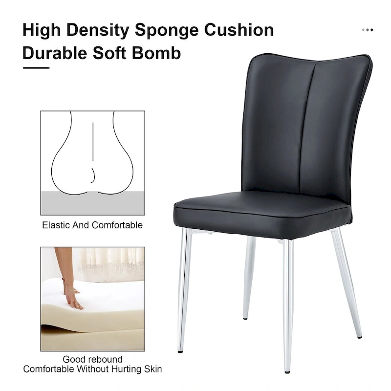 Modern Dining Chairs Set of 4 PU Leather Kitchen Upholstered Chairs