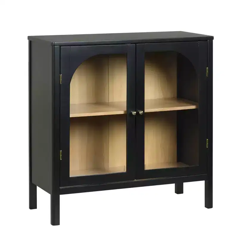 Mason Wood and Glass Door Storage Cabinet