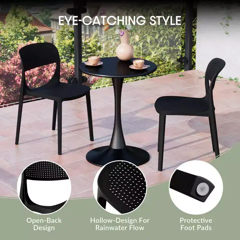 WestinTrends Playa Modern Stackable Plastic Resin Patio Dining Side Chair (Set of 2)