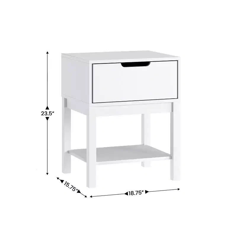 Kids Single-Drawer Nightstand with Solid Wood Frame & Open Shelf