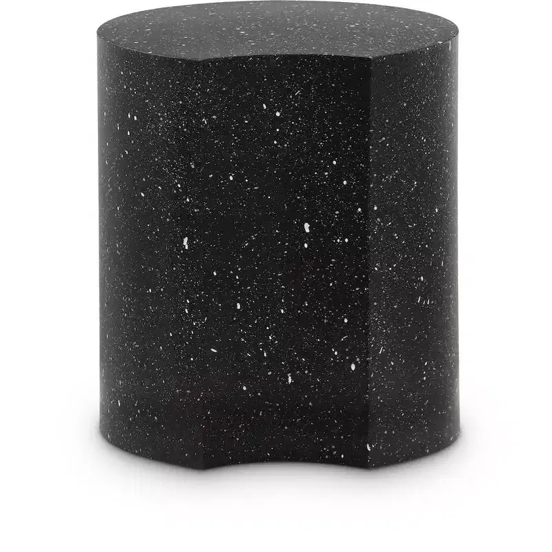 Black Terrazzo Patterned Iron End Table with Modular Design