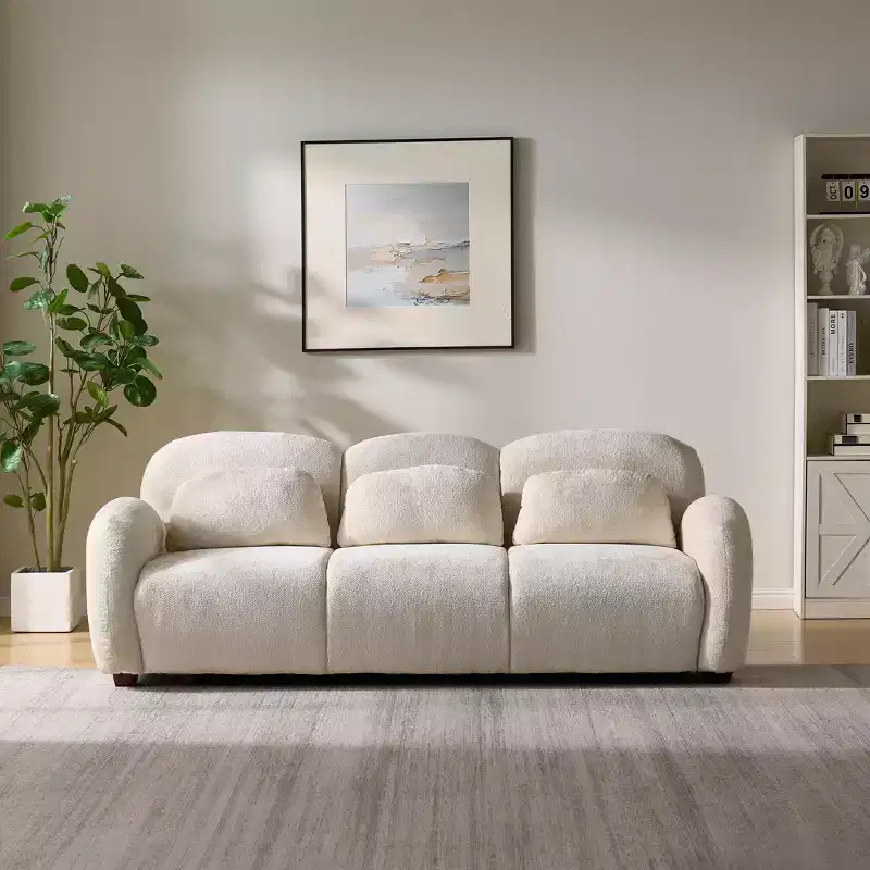 Christopher Knight Home Dorian 78'' Modern 3-Seater Rubberwood Upholstered Sofa with 3 Pillows