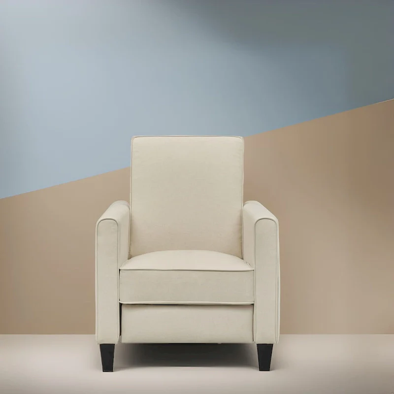 Pushback Recliner Chair with Adjustable Footrest and Padded Armrests