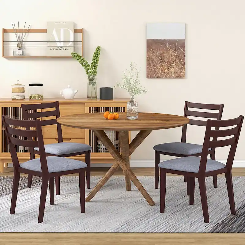 Gymax Upholstered Dining Chair Set of 4 Armless Cushioned Seat Hollow