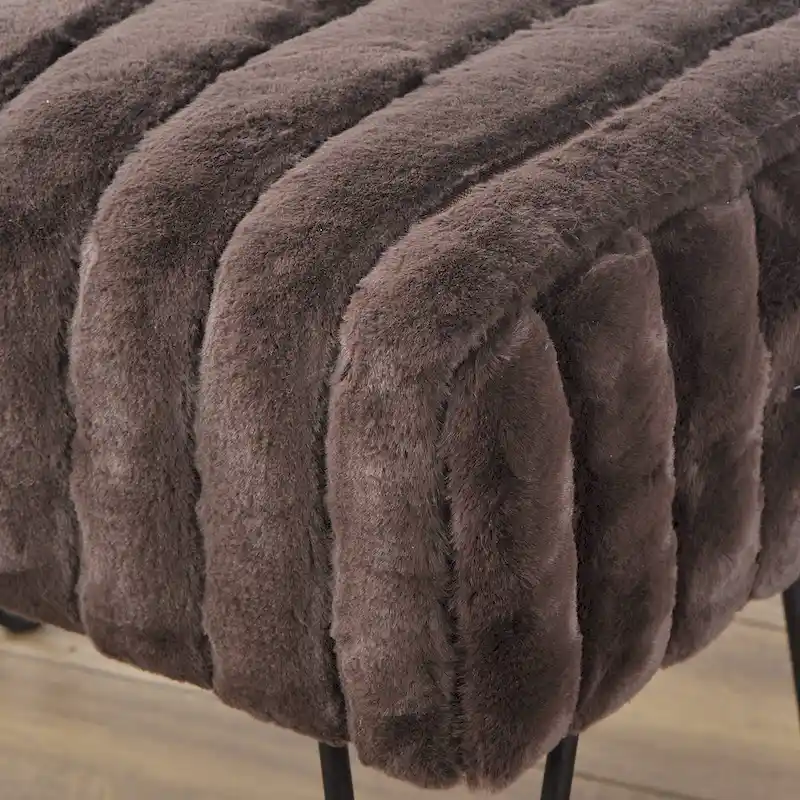 Faux Fur Ottoman Bench, Striped, 1-Person
