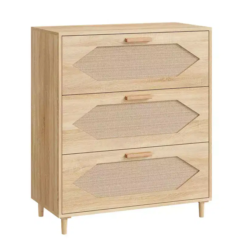 3-Drawer Dresser, Modern Wooden Sideboard Cabinet With Storage Drawers, Farmhouse Style TV Stand, Suitable for Living Room, Bedroom, Natural Wood