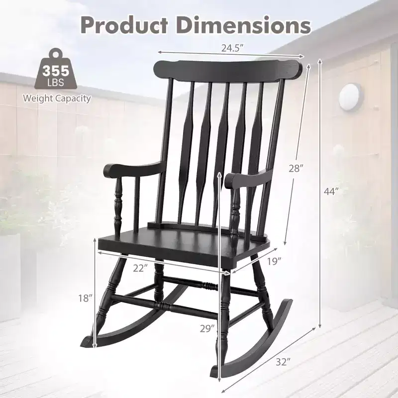 Costway Set of 2 Wood Rocking Chair Glossy Finish White\ Coffe