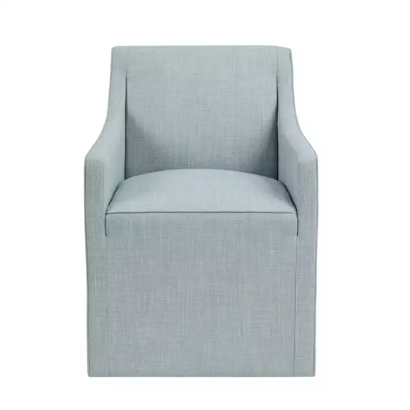 Slipcover Dining Arm Chair with Casters | Upholstered Rolling Chair