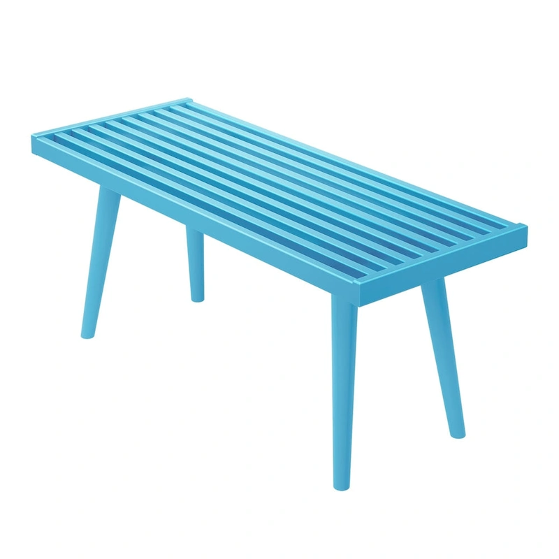 Plank and Beam Mid Century Single Wood Entryway Bench - 41.3 L x 16.5 W x 17.5 H