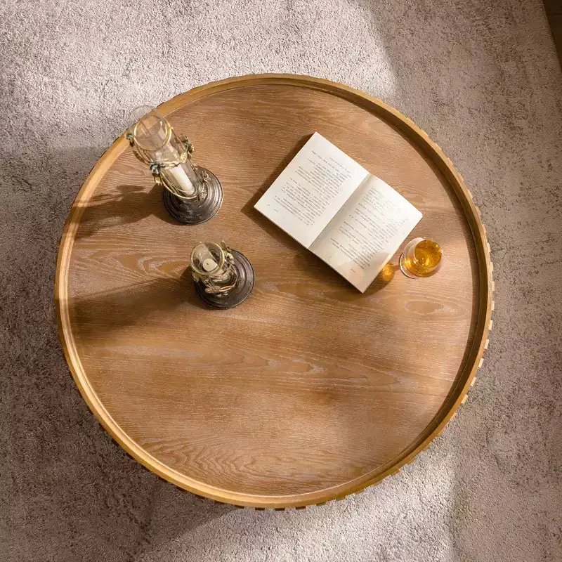 36.22 Round Wood Pedestal Coffee Table