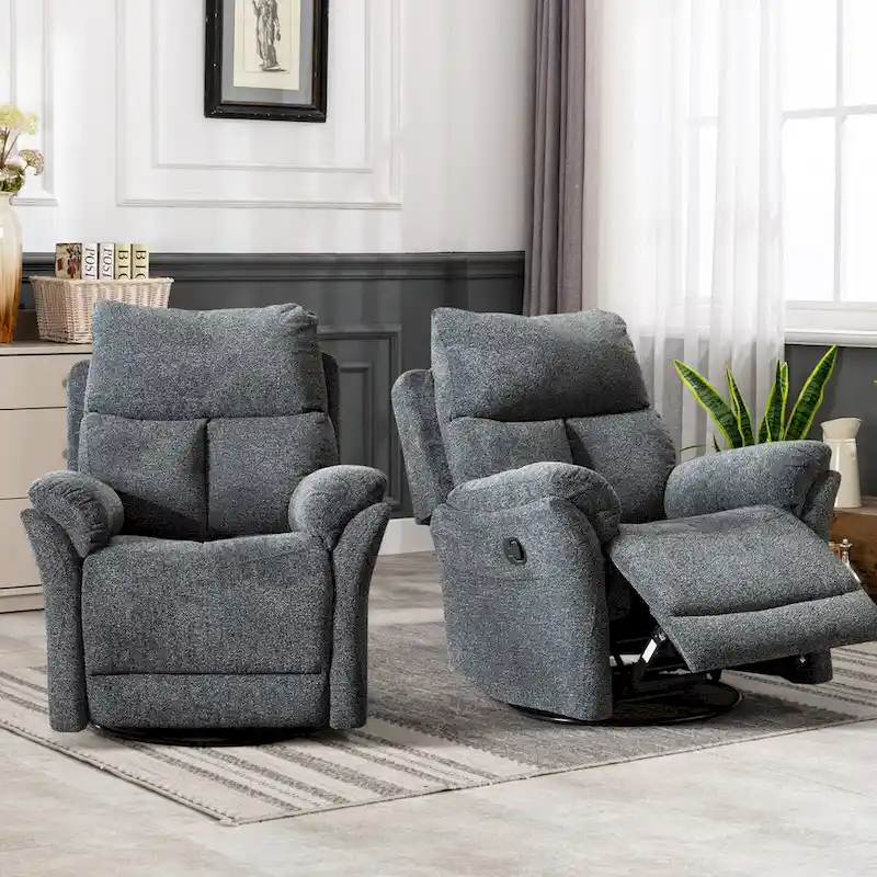 Swivel Rocker Fabric Recliner Chair Manual Reclining Sofa