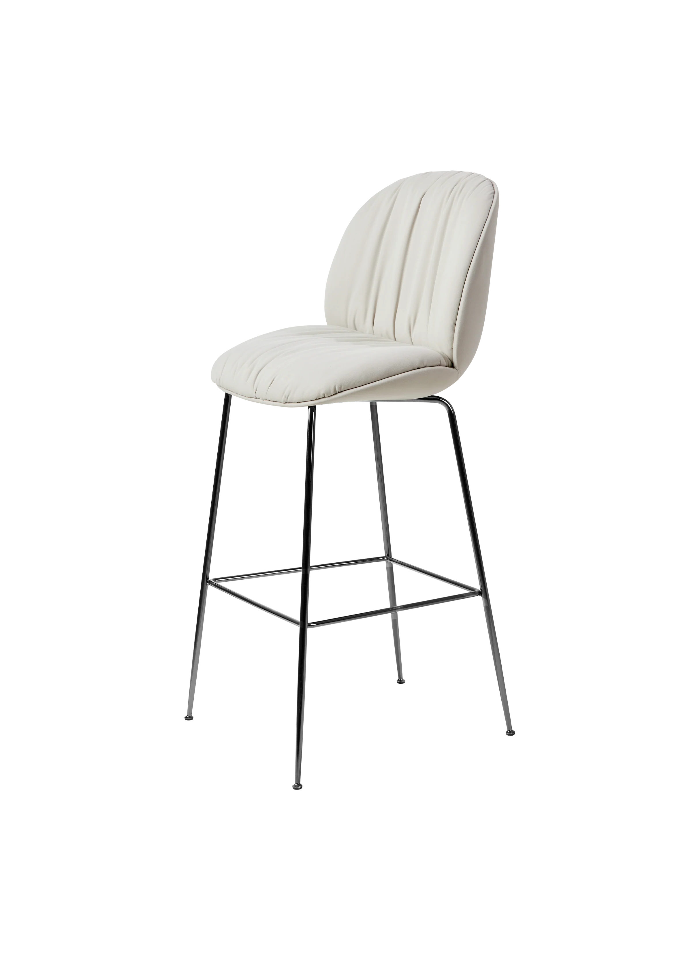 Modern Cream Fully Upholstered Soft Bar Chair with Padded Seat & Metal Legs for Bar or Kitchen
