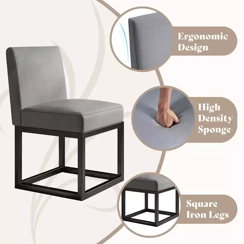 AMERLIFE Mid Century Linen Dining Chairs Set of 6, Modern Upholstered Dinner Chairs